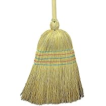 Balai En Paille De Riz Tressé à Main - Manche Amovible 67 Cm, Doux Pour Sols Intérieurs Et Extérieurs, Nettoyage Naturel