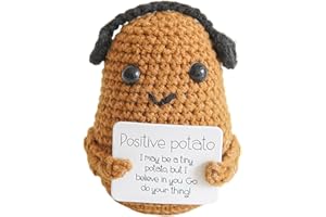 Oenothera Positive Doll, Cute Wool Knitting Potato Doll with Positive Card, Good Luck Gifts, for Birthday Gifts Party Decoration Encouragement(Brown)
