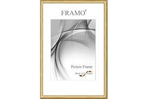 FRAMO Cadre photo étroits 59,4 x 84,1 cm (DIN A1) en bois massif | d'or | Couleur/taille sélectionnable | Cadre pour affiches | Puzzles | Photos N°081