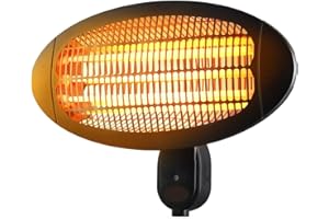 Kiswa Collection 2KW Electric Patio Heater – Wall Ceiling Mounted Outdoor Heater – Waterproof IPX4 Rated – Black Electric Warmer for Garden, Patio, Balcony