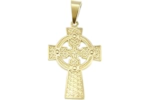 Alexander Castle Solid 9ct Gold Celtic Cross Necklace Pendant for Women - Cross Charm with Jewellery Gift Box - PENDANT ONLY - 27mm x 18mm