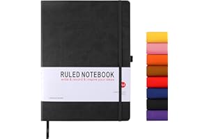 HIJYOO A4 Notebook, Notebook A4 Journal Notebook Hardcover Notepad with Bookmark Composition Notebooks, Pen Loop, and Elastic Closure, 8.3" X 11.18"，Black