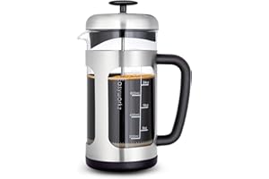 Easyworkz Cafetera de prensa francesa de Acero Inoxidable,vidrio de borosilicato resistente al calor,1000 ml