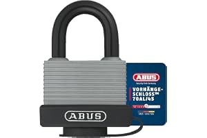 ABUS Hänglås 70 AL/45 av massivt aluminium – väderbeständigt – med skyddskåpa och plasthölje – ABUS-säkerhetsnivå 5 –