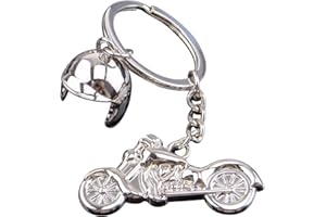 Sportigo® Motocicleta con Casco de Motorista Llaveros en Plata/Motero Regalo