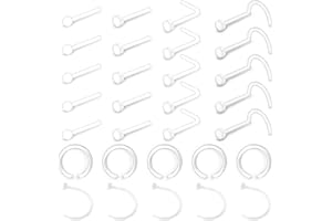 Mayhoop 18G 20G Claro Piercing de Nariz Aros Retenedor Flexible Transparente Acrílico y Acero Inoxidable Mujer Hombre Nariz Studs Labret Nariz Anillo Joyas de Piercing