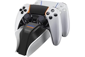 Snakebyte PS5 TWIN:CHARGE 5 - PlayStation 5 charging station for DualSense controller, charger kit for 2 wireless controllers including Type-C cable, LED charge status display, PS5 design, White