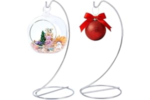 DELORIGIN 2PCS Bauble Stand Hooks Metal Ornament Display Stand Hanger Silver Iron Bauble Hooks Hanging for Air Plant Glass Ball Christmas Baubles Hanger Suncatchers Xmas Decoration Display