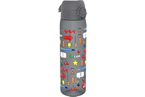 ION8 Butelka na Wodę, 500 ml/18 oz, Szczelna, Łatwe Otwieranie, Bezpieczny Zamek, Można Myć w Zmywarce, Bez BPA, Higieniczne Pokrycie, Uchwyt do Przenoszenia, Łatwa Czyszczenie, Bezwonny, Gracz