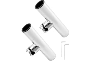 QWORK® 2 Pièces Porte de Canne à Pêche - Rotatifs à 360° - Acier Inoxydable 304 - Serrage sur Rails 19~25 mm - pour la Pêche sur Bateaux et Yachts