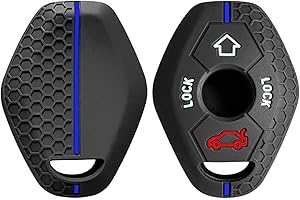 OTMIK Funda de Silicona para Llaves de Coche para BMW X3 X5 Z3 Z4 3 5 7 Series E38 E39 E46 E83 E53 M5 325i 330i Llavero Accesorios (Línea Azul)