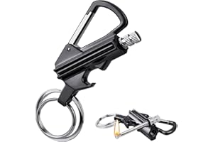 Ultraray Mechero Gasolina (2 Piezas), Llavero Mechero Cerillas, Encendedor con Mosqueton y Abrebotellas, Encendedor Cool para Camping, Regalo para Hombre Mujer
