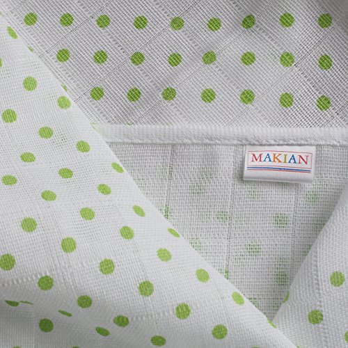 4 Stück – Mullwindeln / Spucktücher / Stoffwindeln, 80 x 80 cm – bedruckt – Zebra Weiß Grün, doppelt gewebt mit verstärkter Umrandung, maschinenwaschbar bis 60° C, Öko-Tex Standard 100 - 3