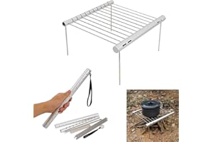 Rayeeley Folding Campfire Grill, Portable Camping Grill Backpack Cooking Barbecue Stove Rack Stand for Outdoor Camping Hiking