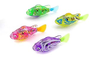 HINTER Robot de Natation Jouet de Poisson pour Chat et Chien avec lumière LED, Jouets interactifs pour stimuler Les Instincts de Chasseur de Votre Animal de Compagnie 4 pcs/Set
