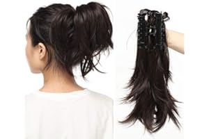 SEGO Extension Coda Capelli Coda Finta di Cavallo Clip Pinza Ricci Sintetici 30cm Ponytail 95g #Castano Scuro