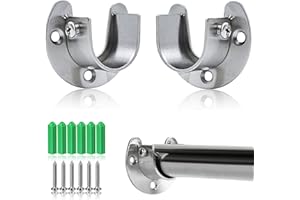 COZEVDNT Edelstahl Wandmontage Rundrohr Kleiderstange Halterung, 2 Stück Metallstange Kleiderstangenhalter, Kleiderstangen Halterung Schrank, Rundrohr Halterung