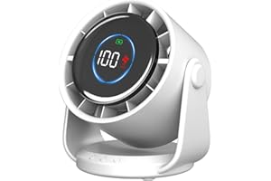 Rintea Ventilador de Mesa Silencioso, 100 Velocidades, 4000mAh Recargable ventilador con Inclinación Variable de 105° y Función de Memoria, Potente Ventilador Escritorio para Oficina/Hogar
