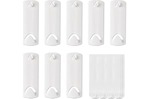 JELLYSUB Picture Hangers for Sawtooth and Wire Frame, 8 Sawtooth Picture Hangers/Wire Back Hangers, 12 Large Removable Adhesive Strips, Damage Free Picture Hanging Hooks Heavy Duty, No Nails Picture Hooks