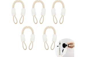 LANZLC Türkordel Klemmschutz 5 Set Türseil Klinke Türstopper Seile Klemmschutz für Türen Türkordel Weiß, Türschnüre Türgriff Schutz 60cm für den Schutz von Fingern und Haustieren, Baumwolle/Polyester