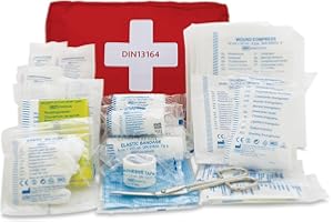 Reliance Medical Kit de premiers secours pour véhicule – Sac rouge compact pour urgences routières, traite les coupures et les entorses, idéal pour les voitures, motos et véhicules d'entreprise, boîte