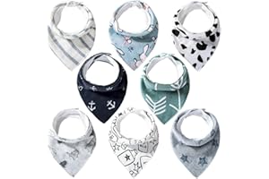 Lekebaby Baby Bandana Dribble Bibs Drool Bibs for Boys Girls Unisex,Teething Bibs,Pack of 8,Soft Fabric for 100% Comfort Absorbent with Adjustable Snaps,Gifts for Newborn and Toddlers