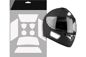 Autodomy Reflective Stickers and Reflectors for Motorcycle Helmet and Motorcyclists with Sports Design | Pack of 9 (White Reflective)