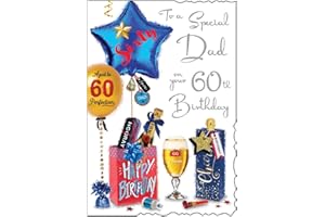 Jonny Javelin Special Dad 60th Age 60 Birthday With Love Card - Balloons Presents Beer Glass