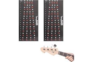 AEIOPRS 2 Pcs Adesivi per Tastiera dei Bassi Note Mappe Etichette per Tastiera di Basso a 4 Corde