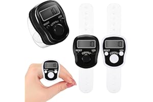 Fiada 2 Contadores Electrónicos de Dedos Contadores Digitales LED de 5 Dígitos Contadores de Vueltas Contadores Manuales Reiniciables Contadores de Conteo con Anillo