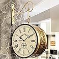 Vintage Clock Handcrafted Double Side Analog Clock / 8 Inches/Brass Finish/Vc-65090