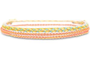 Made by Nami Cavigliera Surfer Set di 2 Uomo e Donna - Cavigliera Sottile Boho Hippie Etnico - Accessori Fatti a Mano per Festa in Spiaggia - Impermeabile e Regolabile (Arancione e giallo)