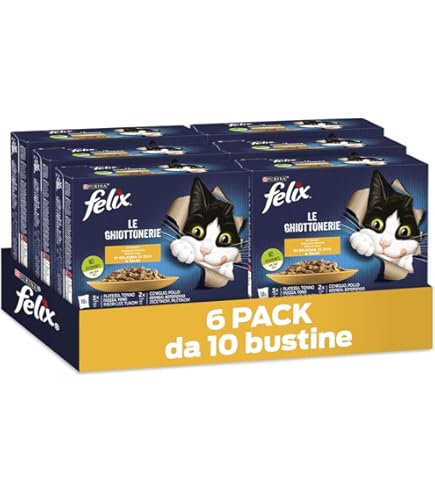 FELIX Le Ghiottonerie Cibo Umido Per Gatti - Bocconcini Con Salmone, Sardine, Trota E Sgombro, 48 Buste Da 85g - Foto 9