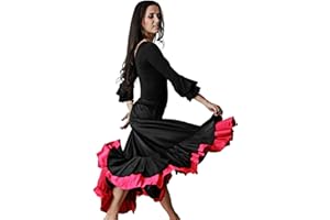 Gojoy shop- Traje Profesional de Baile Danza Flamenco o Sevillanas para Mujer de 2 Piezas (Contiene Body con Doble Volante en Manga y Falda en 6 Colores Disponibles)
