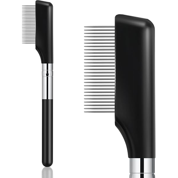 2 Stück Metall-Wimpernkamm – Augenbrauenbürste Mit Holzgriff, Für Mascara & Wimperntrennung