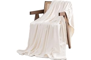 RECYCO Kuscheldecke Flanell Fleecedecke 150x200cm XL, Flauschig Decke beige, Weiche Winter Wohndecke, Sofa überwurfdecke, Wärmer Sofadecke für alle Jahreszeiten Cremeweiß
