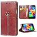 Produktbild S5 Hülle Hochwertig handyhülle S5 mit klappe tasche handyhuelle schutzhülle Handys Schutz Hülle PU Leder magnet handytasche Flip Case für galaxy s5 s5 Neo mit Ständer - Braun
