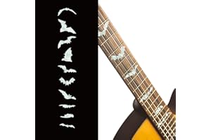 PLIGREAT 2 Stück Gitarrenhals Griffbrettaufkleber, Inlay Sticker Set Gitarre Fledermausflügel Design, DIY Gitarrenaufkleber Abziehbilder Für Musikgitarre Bass Akustikgitarre E Gitarre, Weiße Perle