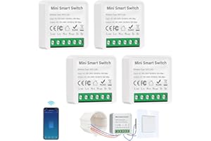 Vmxlso 4Pcs Interruptor Inteligente Wifi, Interruptor Wifi Smart Life Compatible con Alexa y Google Home, Control de App y Función de Temporizador Interruptores Inteligentes