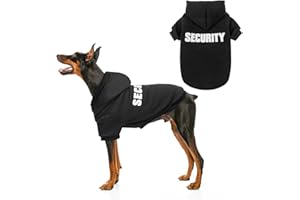 SCENEREAL Security Dog Hoodie Sweaters for Small Medium Large Dogs, Brushed Fleece Dog Clothes with Hat,Soft Cotton Winter Spring Coat All Weather Clothes, Classic Halloween Costume with Leash Hole