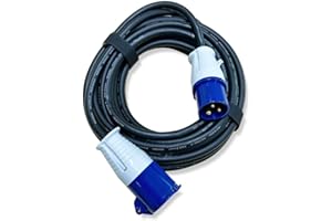 IntuiFlex 10m CEE câble de Camping Set - câble H07RNF 3G2,5 3x2,5 mm 230V 16A IP44 + 2 Bandes Auto-agrippantes - câble de rallonge - câble Camping-Car Prise Femelle