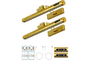 OUTON 40cm Lámpara de Pared sin Cables con Remoto y Tacto, Batería Recargable, Regulable en 3 Colores, 4000mAh Aplique para Espejo de Baño USB-C, Lámpara de Pared Espejo de Baño, Interiores – Oro