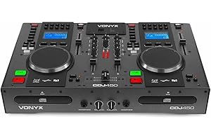 Vonyx CDJ450 - DJ Konsole, DJ Mischpult Bluetooth, DJ Controller mit Zwei MP3 CD Mediaplayern, USB, 2 Deck DJ Pult Console, Jogwheels, Scratch, 2-Kanal-Mixer, XLR, Chinch, DJ Mixer für Anfänger