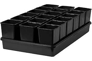 Pullmer 18x Anzuchttöpfe eckig mit Untersetzer, Pflanztöpfe für Stecklinge & Samenanzucht, mit Tablett, Shuttle-Trageschalen (Anzuchttöpfe 9x9x14 + Untersetzer; 1 Pack)