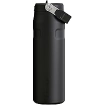 Stanley IceFlow Flip Straw 2.0 Waterfles 24 oz | Ingebouwd rietje met grotere opening | Lichtgewicht en lekvrij | Geïsoleerd roestvrij staal | BPA -vrij | Zwart 2.0