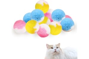 Vebetter Palline Giocattolo Per Gatti - 12 Pezzi Morbide Da 4,5cm, Grandi Pon Per Gattini, Interni e Interattivi - Palla Da Allenamento Per Animali Domestici