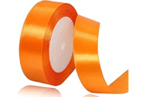 AHOMAME Orange Satin Ribbon 25mm, 23 Meters Solid Colors Fabric Ribbon for Crafting, Gift Wrapping, Balloons, DIY Sewing Project, Hair Bows and Cake Decoration