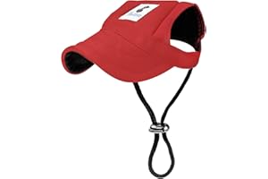 Pawaboo Hunde Baseballmütze, Basecap Verstellbar Sonnenschutz Hut Hundecap mit Ohrlöchern für Welpen Haustier, S, Rot
