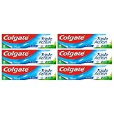 Colgate Triple Action Toothpaste 6 x 75ml - Protects from cavities, white teeth and fresh breath, not suitable for children u