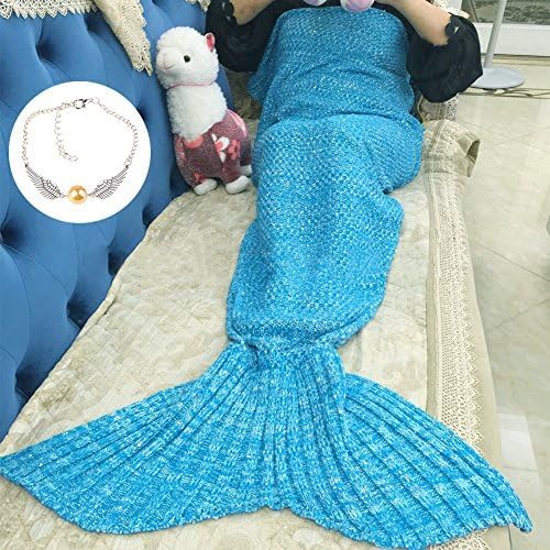 Lovely Gifts For Women, Unique Gifts For Her, Birthday Gifts For Girls, Gifts for Wife, Gifts For Daughter, Mermaid Tail Blanket Sleeping Bag for Adult Size(71"x35.5", Blue)